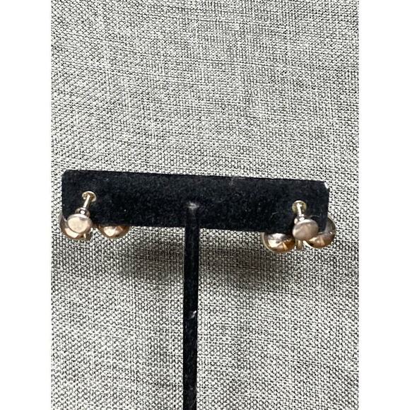 Screw Back Earrings Glass AB Beads Cluster Silver Tone Vintage Estate - Picture 11 of 14